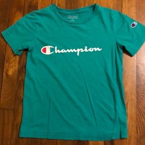 I am selling a Tealish green champion shirt.